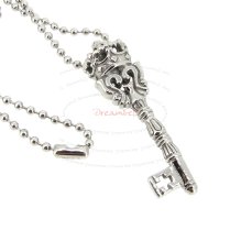 1x Stainless Steel Round Ball Chain Necklace 2mm with Pendant Key 20″