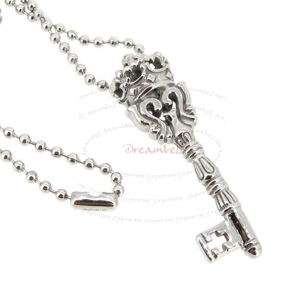 1x Stainless Steel Round Ball Chain Necklace 2mm with Pendant Key 20"