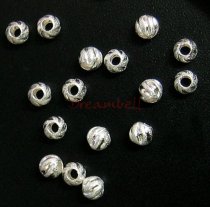 20x Sterling silver Round SPARKLE TWISTED BEAD 3mm