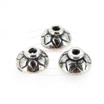 4x Sterling Silver Round Flower Bead Cap 6mm