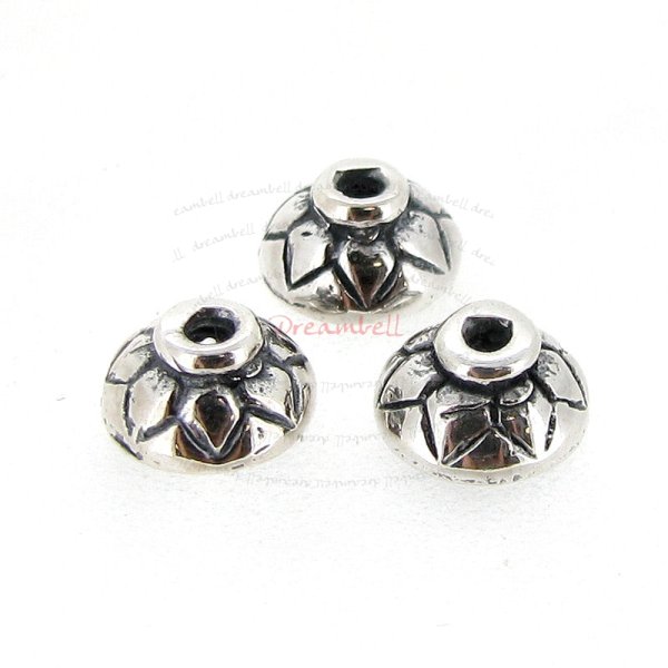 4x Sterling Silver Round Flower Bead Cap 6mm