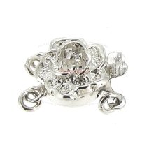 Sterling Silver Romance Rose Flower 2 Strand Pearl BOX Clasp