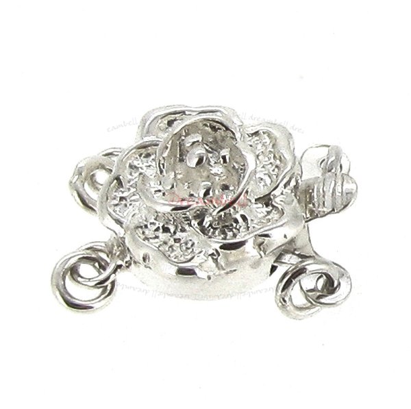Sterling Silver Romance Rose Flower 2 Strand Pearl BOX Clasp