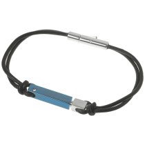 Stainless Steel Love Is the Key to Open the Gate of Happineess Black Leather Cord 2mm CZ Circular Clasp Wristband Bracelets 7.5"