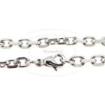1x Stainless Steel Oval Ring Rolo Link Cable Chain Necklace with Lobster Clasp 17.5″