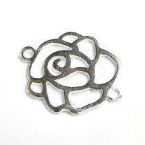 2x Bright Sterling Silver Rose Flower Link Connector 17mm