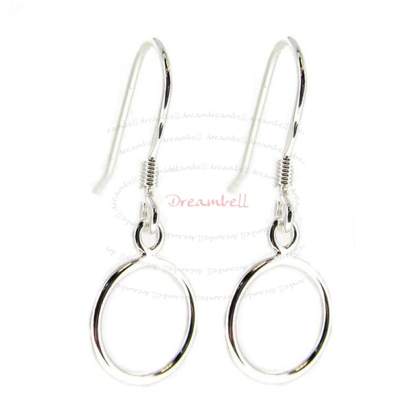 2x Sterling Silver Round Ear Wire Hook Earring Ring Loop Dangle Connector