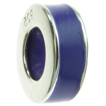 Sterling Silver Purple Enamel Stopper with Rubber Round Bead for European Charm Bracelets