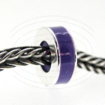 Sterling Silver Purple Enamel Stopper with Rubber Round Bead for European Charm Bracelets