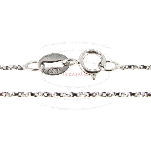 1x Rhodium Plated Over Sterling Silver Twisted Box Chain Necklace 0.9mm w/ Spring Ring 16"