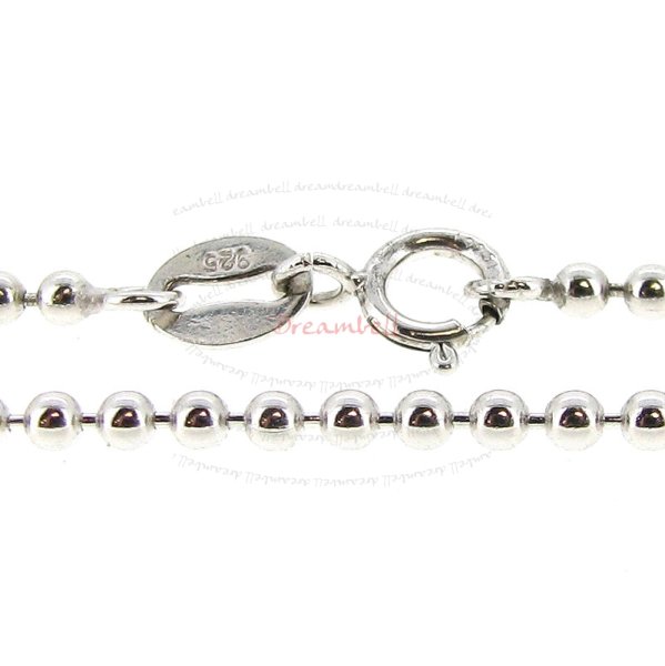 1x Rhodium Plated Over Sterling Silver Round Ball Chain Necklace 1.8mm w/ Spring Ring Clasp 16"