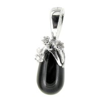 1x Sterling Silver CZ Crystal Bail Pin Cup Pearl Pendant Connector