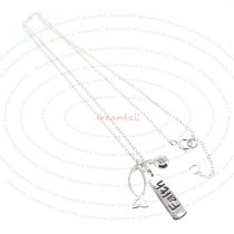 Sterling Silver Faith and Fish Charm Pendant CZ Crystal Cable Chain Necklace 17″ Spring Clasp with Extender
