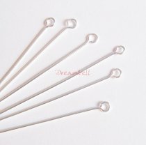 10x 925 Sterling Silver Open Head Eye Pins 22ga 1″