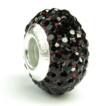 Sterling Silver Birthstone Garnet Round CZ Crystal for European Charm Bracelets January