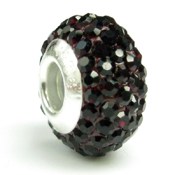 Sterling Silver Birthstone Garnet Round CZ Crystal for European Charm Bracelets January