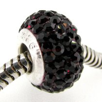Sterling Silver Birthstone Garnet Round CZ Crystal for European Charm Bracelets January
