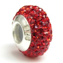 Sterling Silver Birthstone Siam Red Round CZ Crystal for European Charm Bracelets July