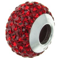Sterling Silver Birthstone Siam Red Round CZ Crystal for European Charm Bracelets July
