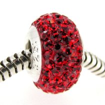 Sterling Silver Birthstone Siam Red Round CZ Crystal for European Charm Bracelets July
