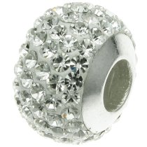 Sterling Silver Birthstone Clear Round CZ Crystal for European Charm Bracelets April