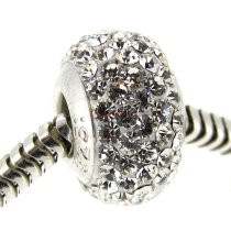 Sterling Silver Birthstone Clear Round CZ Crystal for European Charm Bracelets April