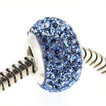 Sterling Silver Birthstone Light Sapphire Round CZ Crystal for European Charm Bracelets March