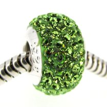 Sterling Silver Birthstone Peridot Round CZ Crystal for European Charm Bracelets August