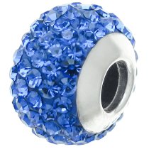 Sterling Silver Birthstone Sapphire Round CZ Crystal for European Charm Bracelets September