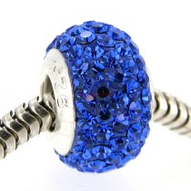 Sterling Silver Birthstone Sapphire Round CZ Crystal for European Charm Bracelets September