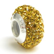Sterling Silver Birthstone Topaz Round CZ Crystal for European Charm Bracelets November