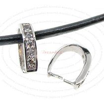 1x Rhodium Plated Sterling Silver Bail Pinch CZ Pendant Clasp Connector