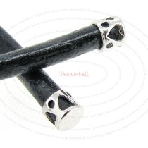 4x Rhodium Plated Sterling Silver Round Heart Bead Cap 3mm