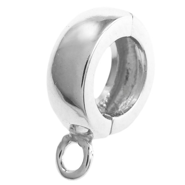 1x Rhodium Sterling Silver Interchangeable European Pendant Connector Bail Clasp Enhancer Shortener