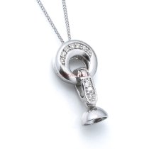 1x Rhodium Sterling Silver CZ Crystal Stringing Cup Cap Pendant Bail Clasp Necklace Connector