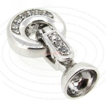 1x Rhodium Sterling Silver CZ Crystal Stringing Cup Cap Pendant Bail Clasp Necklace Connector
