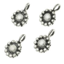 4x Sterling Silver Round Daisy Dangle Charm Bead 6.8mm