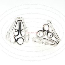 2x Sterling Silver Snowfflake Filigree Flower Bead Cone Cap