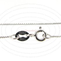 1x Rhodium Sterling Silver 0.7mm BOX Chain with Spring Clasp 18″
