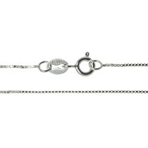 1x Rhodium Sterling Silver 0.7mm BOX Chain with Spring Clasp 18"