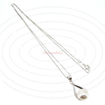 Sterling Silver White Freshwater Pearl Tear Pendant 18″ Box Chain Necklace