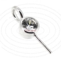 1x Sterling Silver Eye Pin with CZ Crystal Pearl Pendant Connector Bail