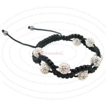 Black Macrame Knotted Shamballa Clear CZ Crystal Hematite Ball Bead Adjustable Wristband Bracelet 7.5″