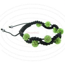 Black Macrame Knotted Shamballa Green Peridot CZ Crystal Hematite Ball Bead Adjustable Wristband Bracelet 8″