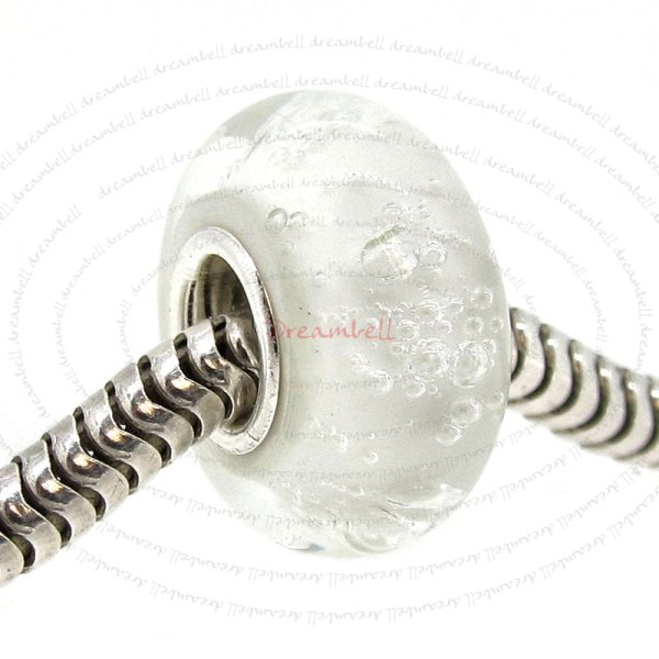 Sterling Silver Clear Bubble Murano Glass Bead for European Charm Bracelets