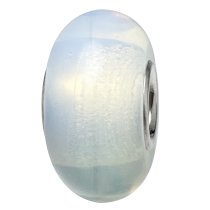 Sterling Silver Round White Moon Stone Bead for European Charm Bracelets
