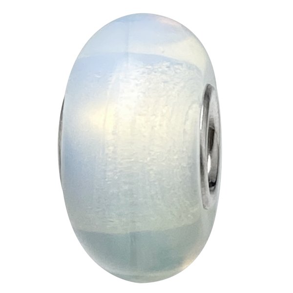 Sterling Silver Round White Moon Stone Bead for European Charm Bracelets