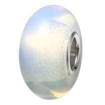Sterling Silver Round White Moon Stone Bead for European Charm Bracelets