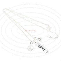 Sterling Silver .925 Hope Peace CZ Pendant Cable Chain Charm Necklace 16″, 17″