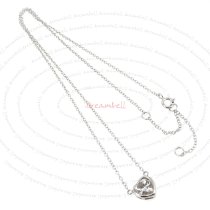 Rhodium Sterling Silver Heart Love Pendant CZ 10mm Link Chain Necklace Adjustable 16″ 17″ 18''